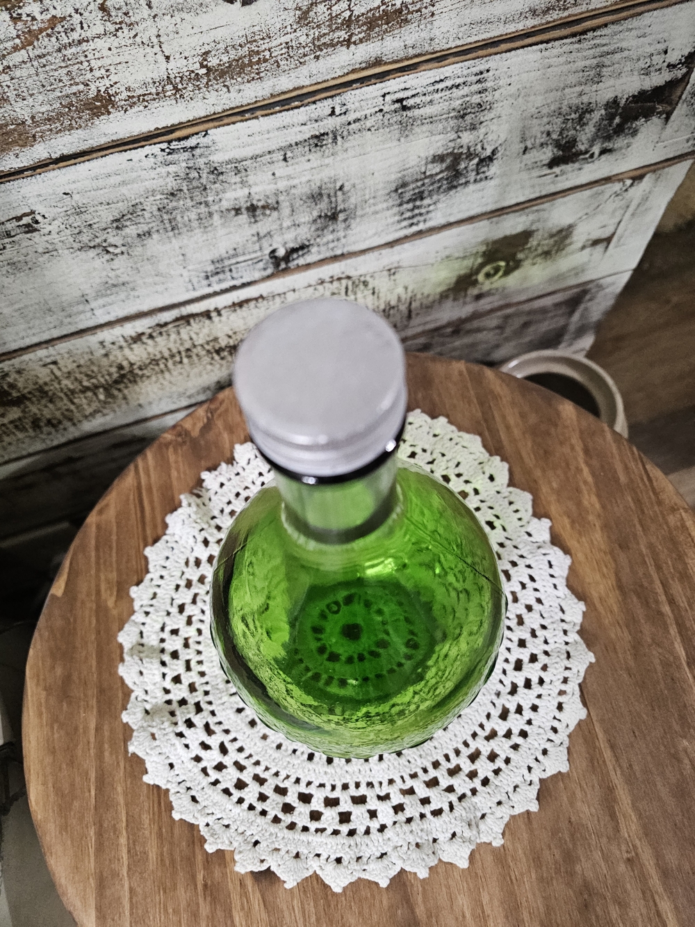 Green Textured Glass Bottle Vase - Picture 5 of 8